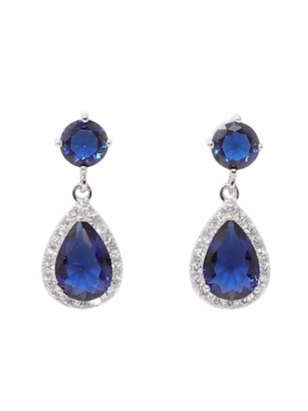 Blue Sapphire Silver Earrings